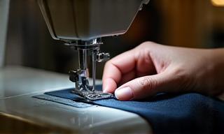 Sewing machine working on clothing alterations